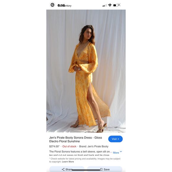 Jen's Pirate Booty Electro Floral Sonora Dress Sunshine Bell Sleeve Size XS - Picture 11 of 13